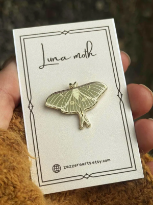 Luna moth enamel pin